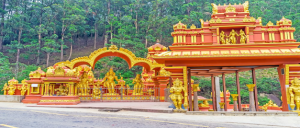 Serene Sita Amman Temple amidst lush greenery in Nuwara Eliya, Sri Lanka
