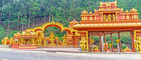 Serene Sita Amman Temple amidst lush greenery in Nuwara Eliya, Sri Lanka